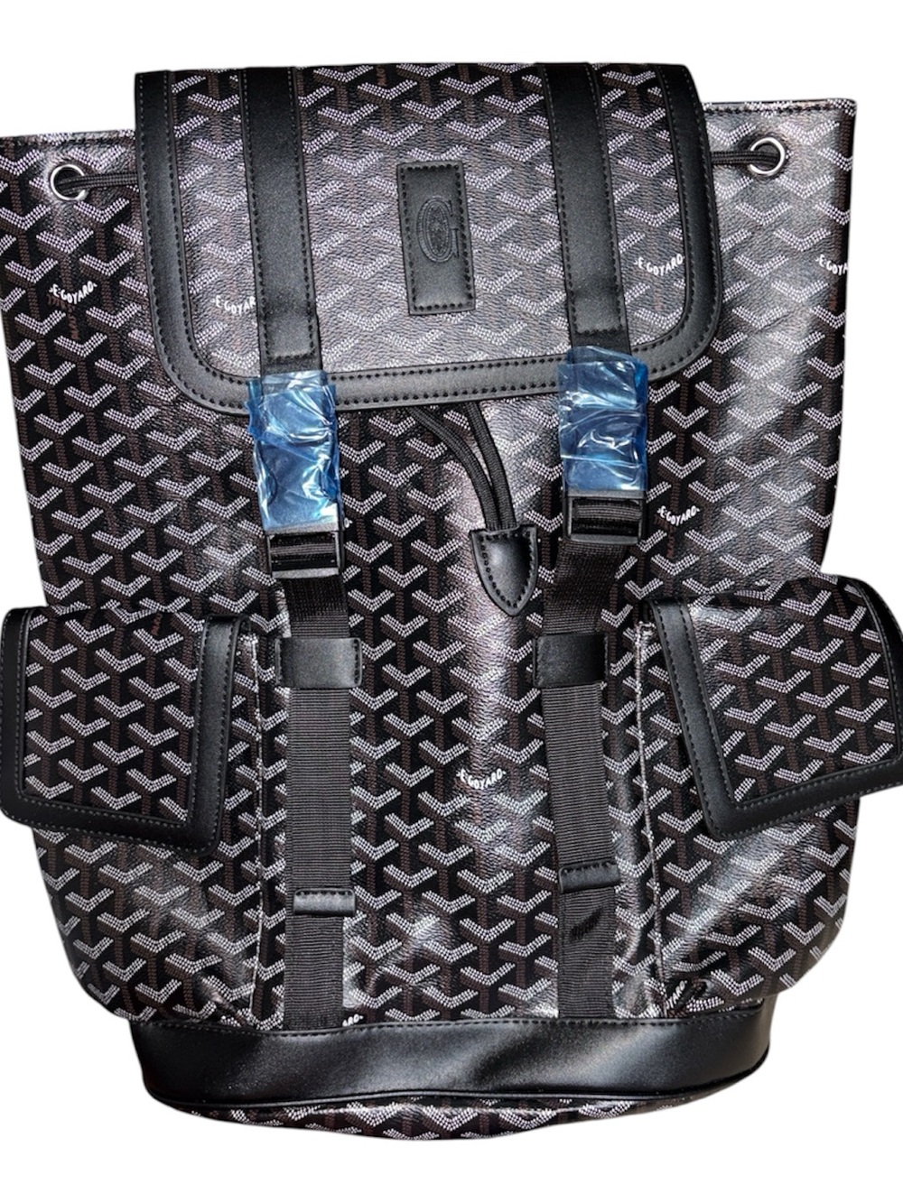 Men's Patterned Black Travel Backpack - Designer Style